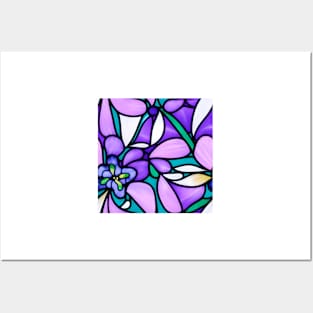 Violet Orchid Flower Abstract Art - Stained Glass Posters and Art